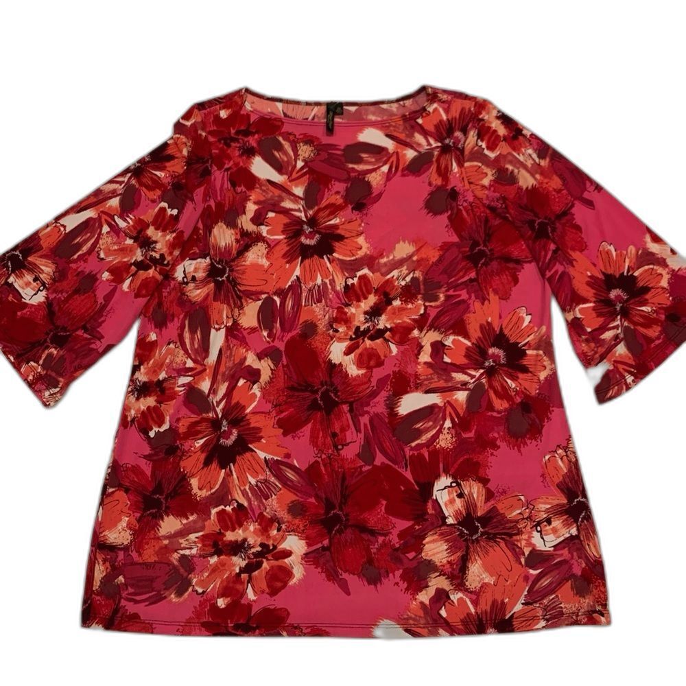 Olivia Paige Woman Red Floral Blouse Size 2X